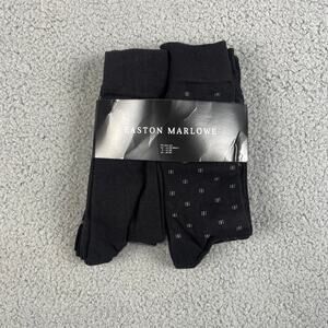 EASTON MARLOWE Men's Shoe Size 10-13 Black White Cotton Polyamide Elastane 6PK
